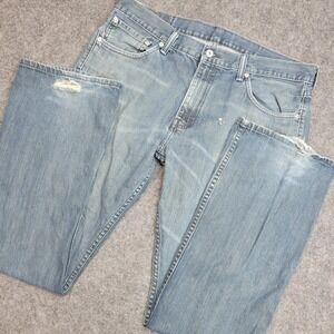 Levis 527 Jeans Mens 36x32 Blue Distressed Low Rise Bootcut Western Y2K Grunge